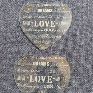 NEW.  HIS AND HER GLASS COASTERS WITH EXPRESSIONS - LOVE,  AMORE,…